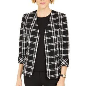NWT Kasper Knit Plaid Fly Away Blazer Jacket